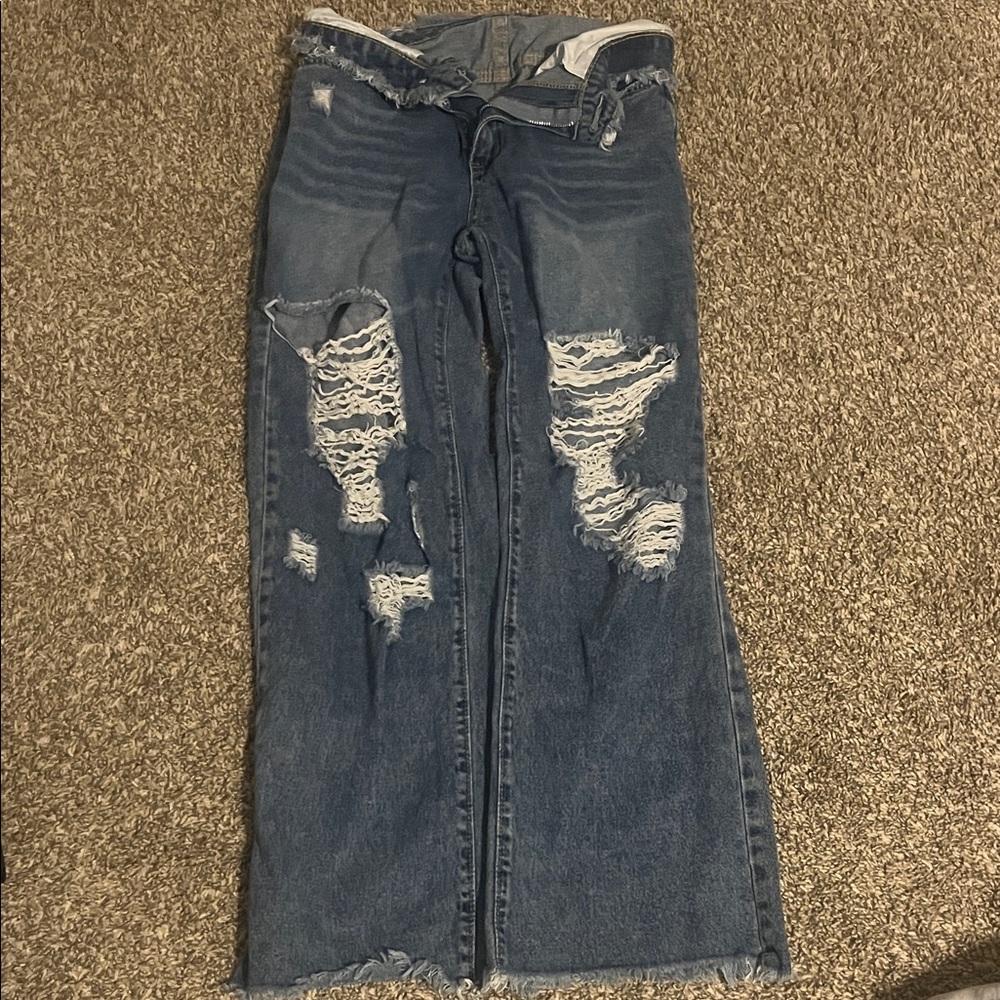 Distressed Blue Women's Baggy Jeans